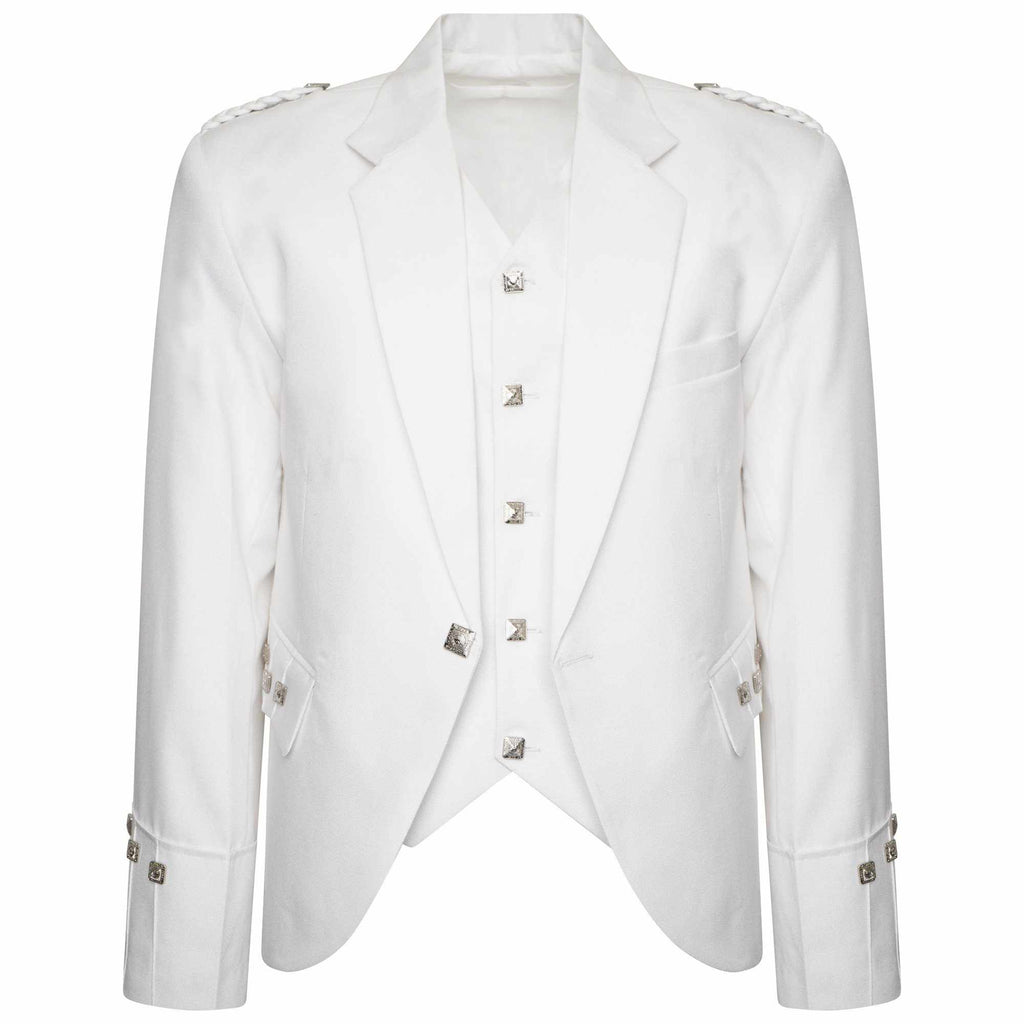 White Scottish Argyle kilt Jacket & Waistcoat/Vest Pipe Band Jacket Wedding Dress - Star Enterprize Ltd