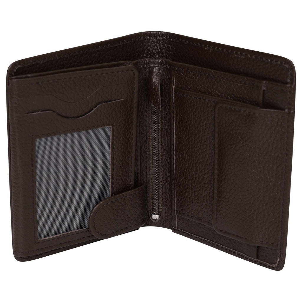 Genuine Leather Wallets with RFID- Trifold Wallet with Coin Pocket, Pass Card Holders Brown - Star Enterprize Ltd