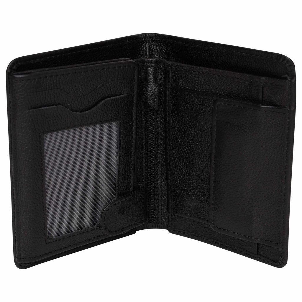 Genuine Leather Wallets with RFID- Trifold Wallet with Coin Pocket, Pass Card Holders Black - Star Enterprize Ltd