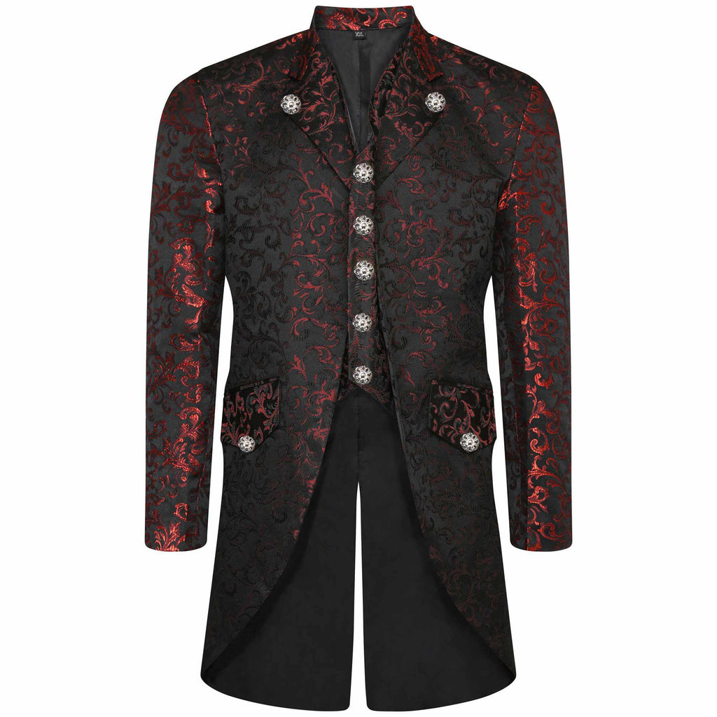 Men's Steampunk Tailcoat Gothic Jacket Victorian Coat With Waistcoat Red - Star Enterprize Ltd
