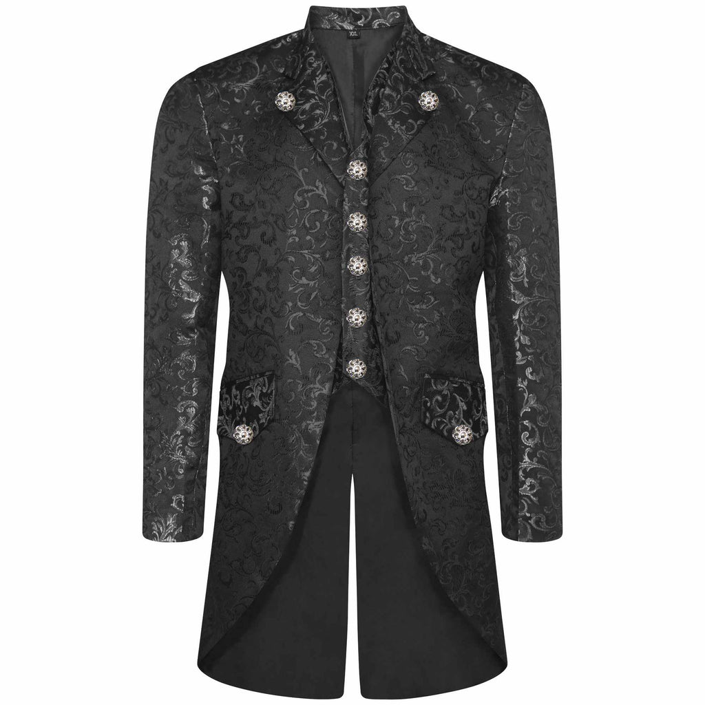 Men's Steampunk Tailcoat Gothic Jacket Victorian Coat With Waistcoat Silver - Star Enterprize Ltd