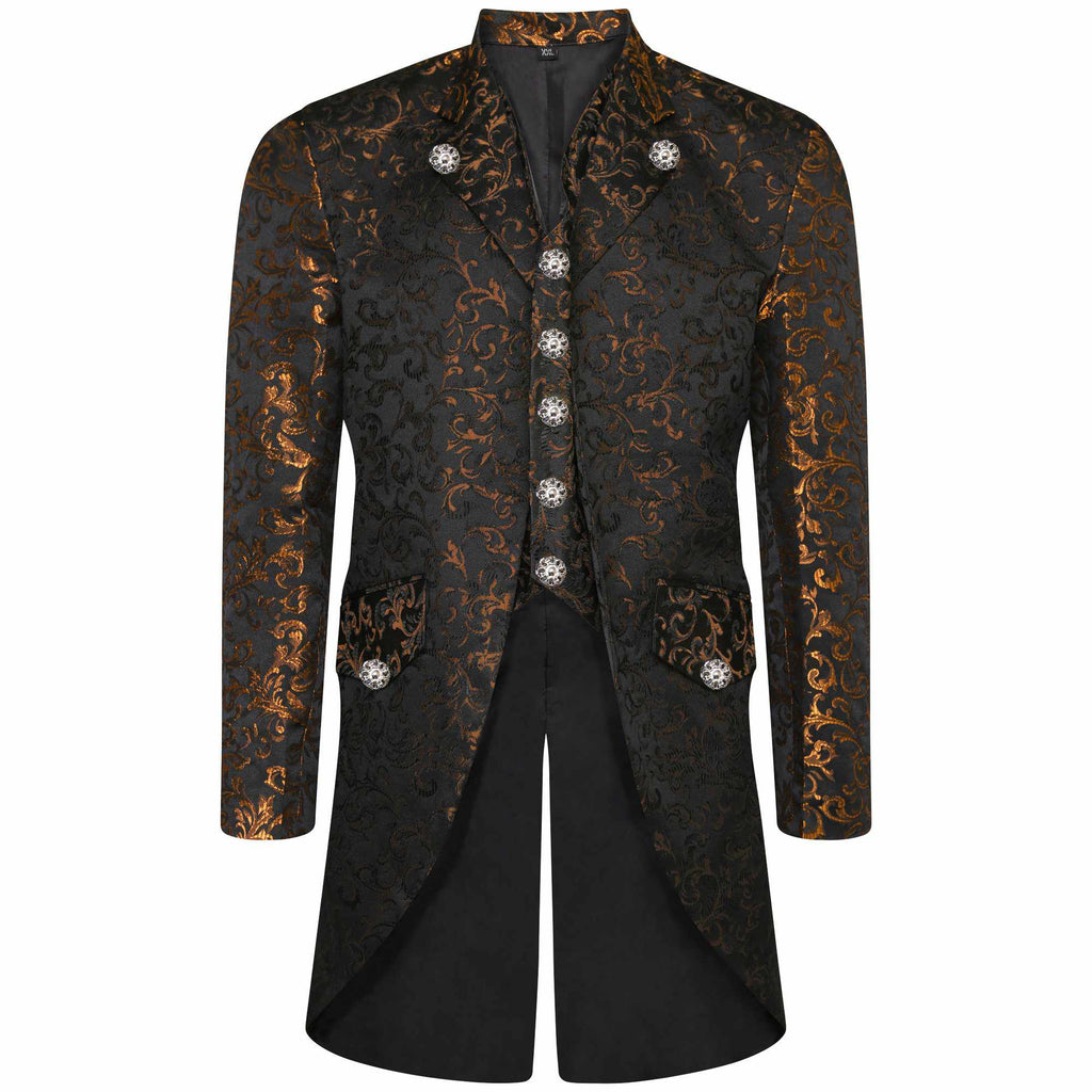 Men's Steampunk Tailcoat Gothic Jacket Victorian Coat With Waistcoat Gold - Star Enterprize Ltd