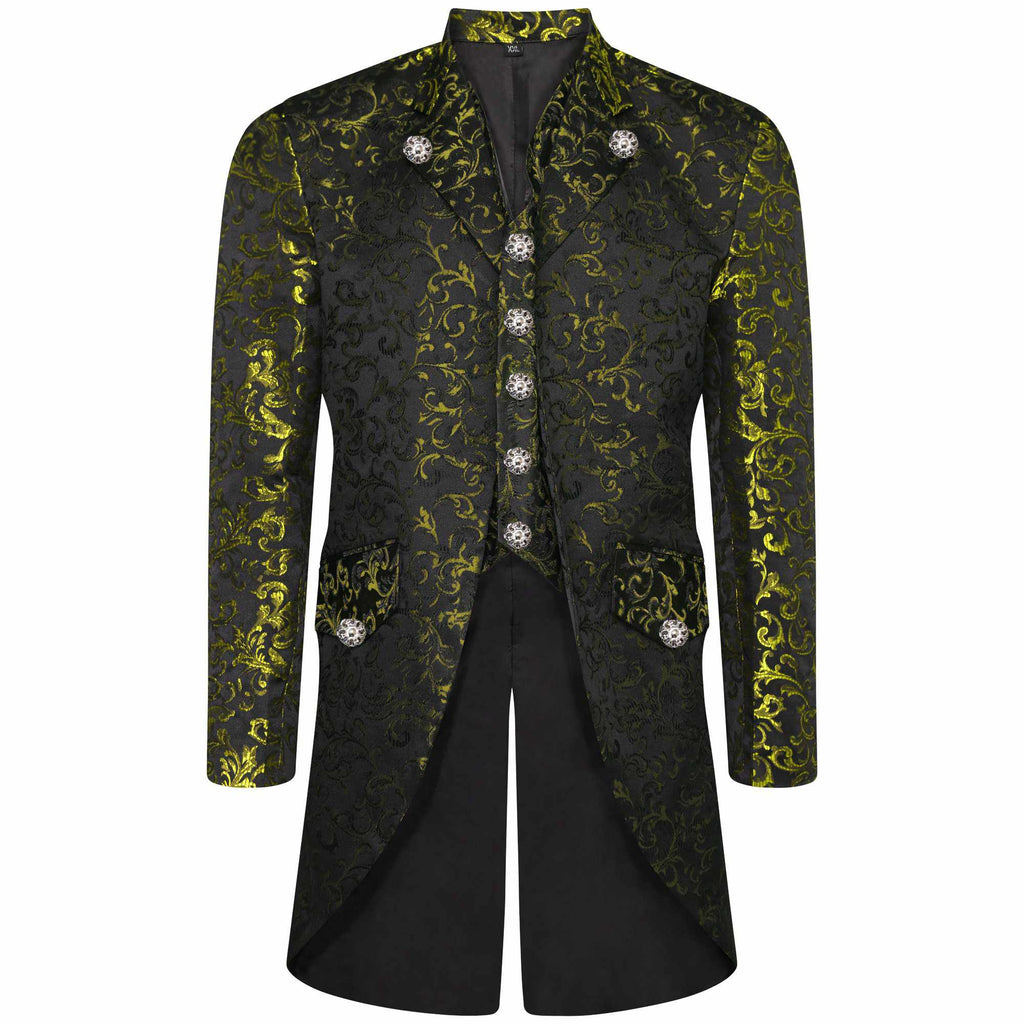 Men's Steampunk Tailcoat Gothic Jacket Victorian Coat With Waistcoat Yellow - Star Enterprize Ltd