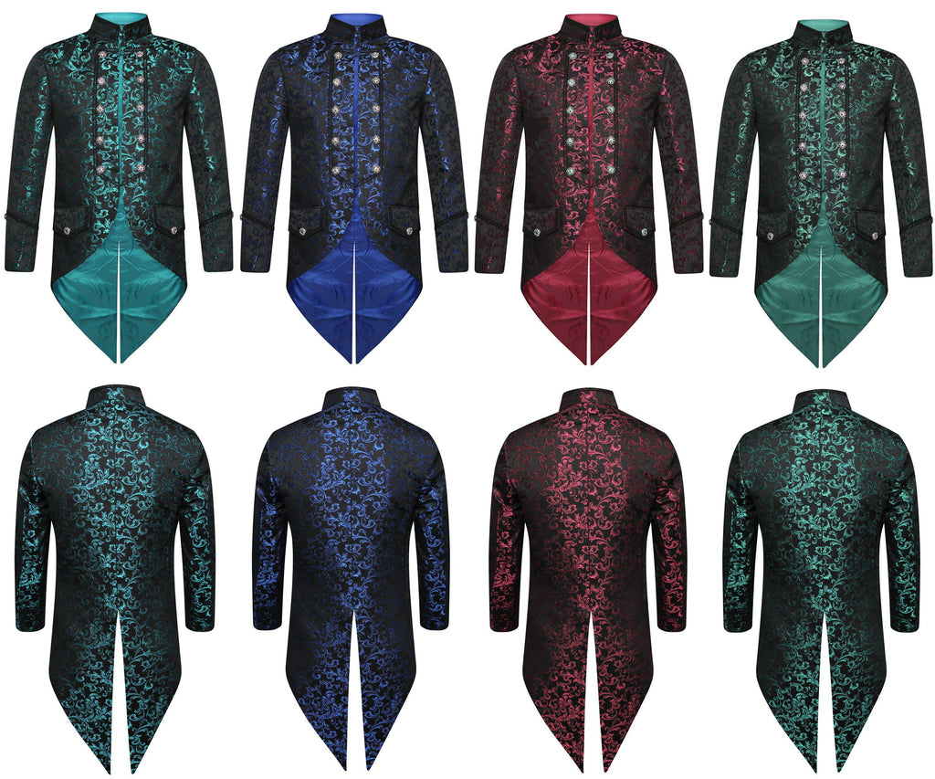 Men's Steampunk Brocade Tailcoat Fancy Dress Swallowtail Gothic Jacket - Star Enterprize Ltd