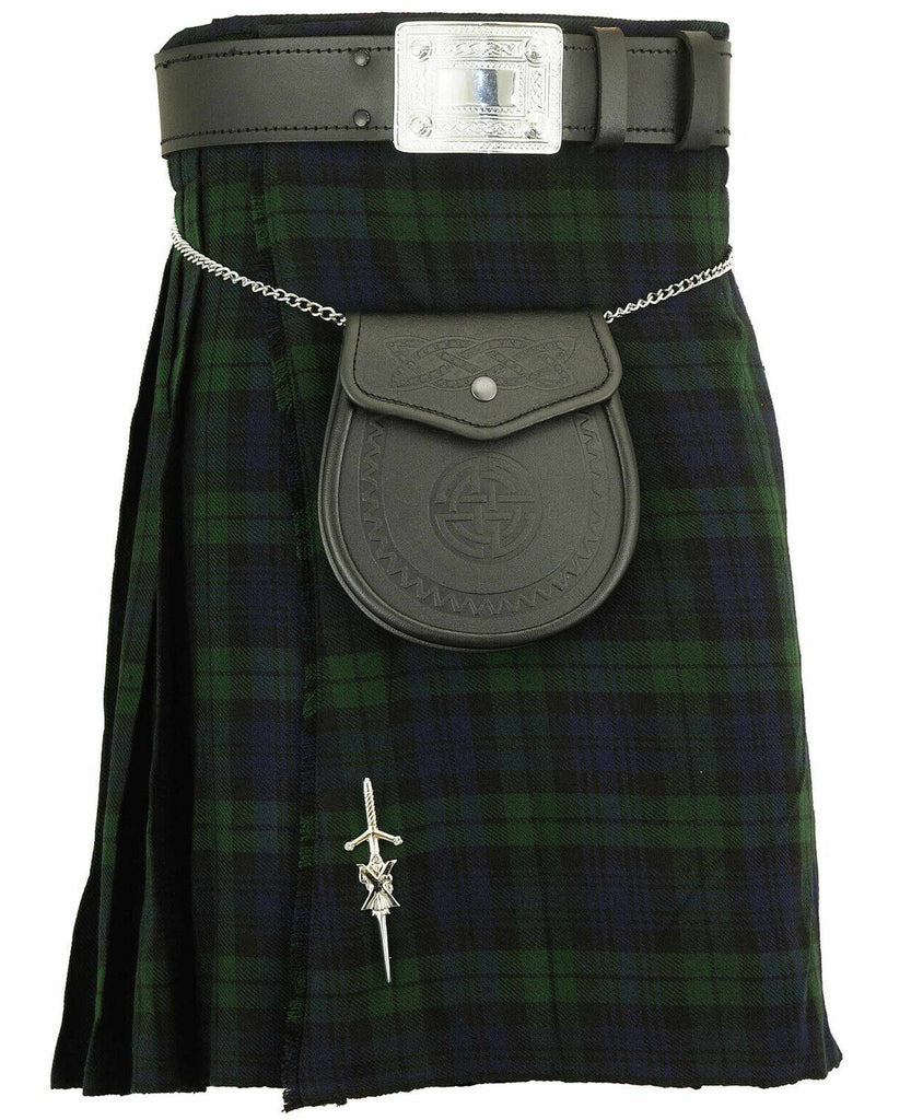 Scottish Mens Black Watch Kilt 16oz, Traditional Highland Skirt Dress 8 Yard Tartan Kilts - Star Enterprize Ltd