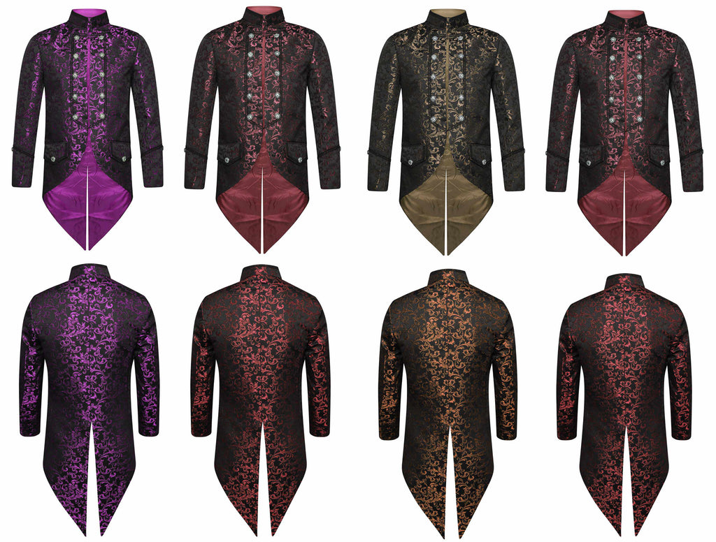 Men's Steampunk Brocade Fancy Tailcoat Dress Swallowtail Gothic Jacket - Star Enterprize Ltd