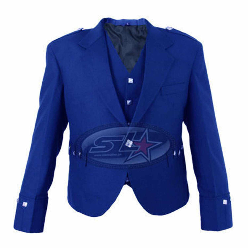 Scottish Highland Royal Blue Argyle kilt Jacket & Waistcoat/Vest (All Sizes Available) - Star Enterprize Ltd