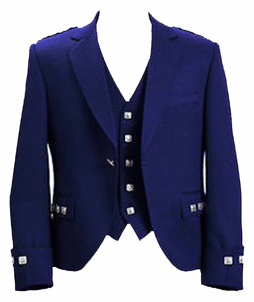 Scottish Highlandwear Navy Blue Argyle kilt Jacket & Waistcoat/Vest (All Sizes Available) - Star Enterprize Ltd