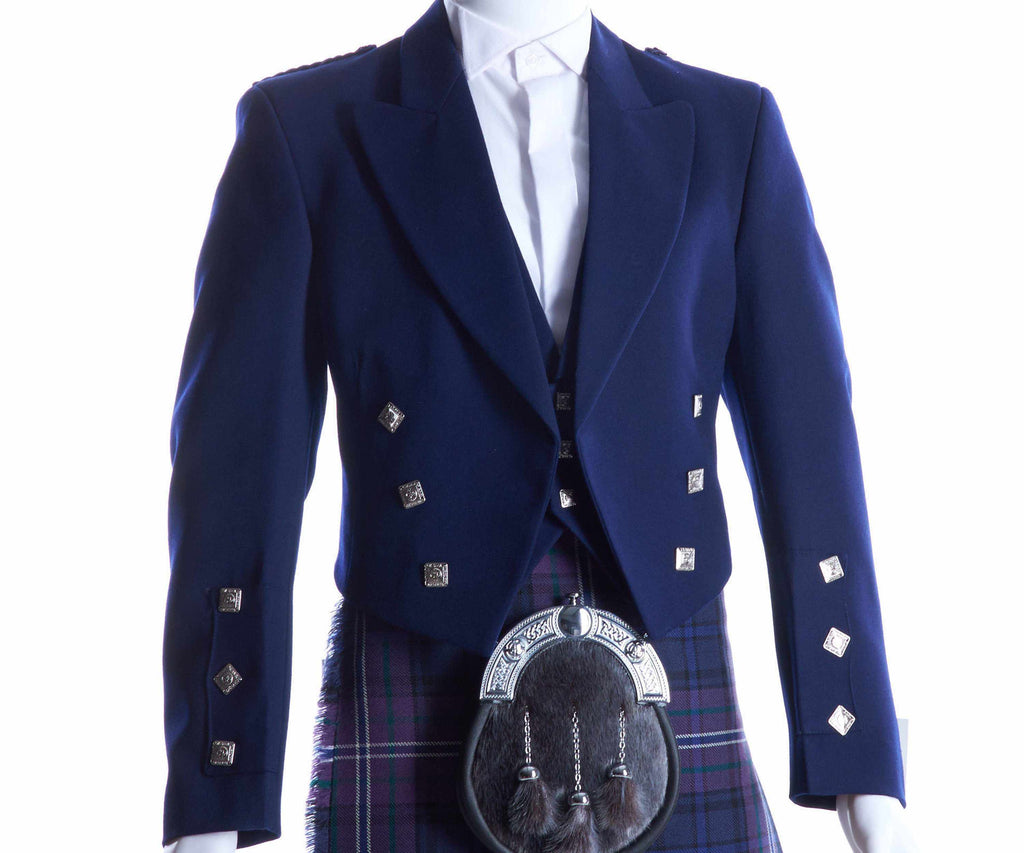 Scottish Highland Prince Charlie Kilt Jacket & Waistcoat Navy Blue - Star Enterprize Ltd