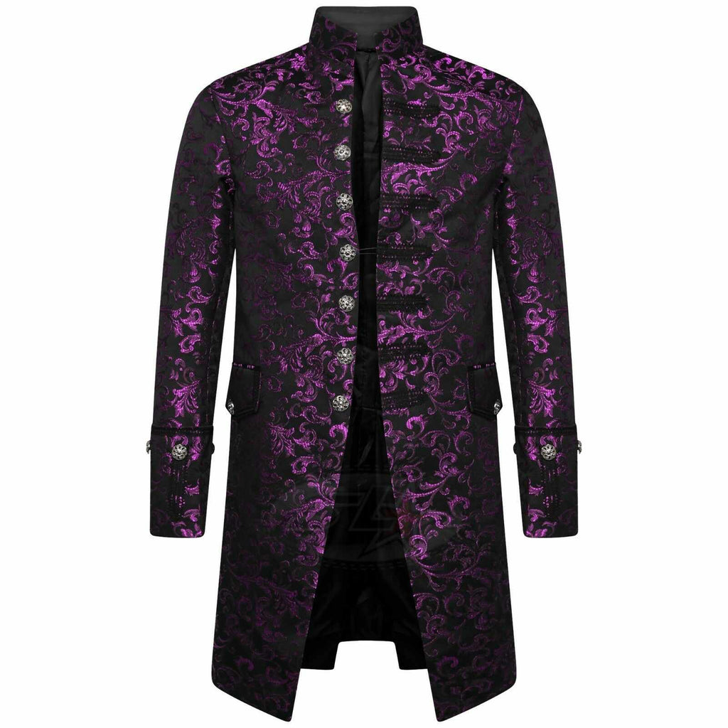 Mens Frock Coat Fancy Steampunk Multi colour Victorian Gothic Jacket Wedding Purple - Star Enterprize Ltd