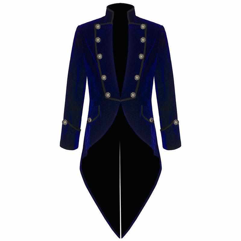 Mens Steampunk Vintage Blue Tailcoat Gothic Jacket Velvet Victorian Swallowtail Coat - Star Enterprize Ltd