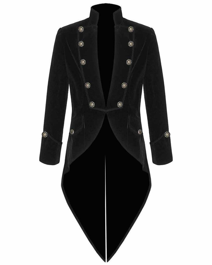 Mens Steampunk Black Tailcoat Gothic Jacket Velvet Victorian Swallowtail Coat - Star Enterprize Ltd