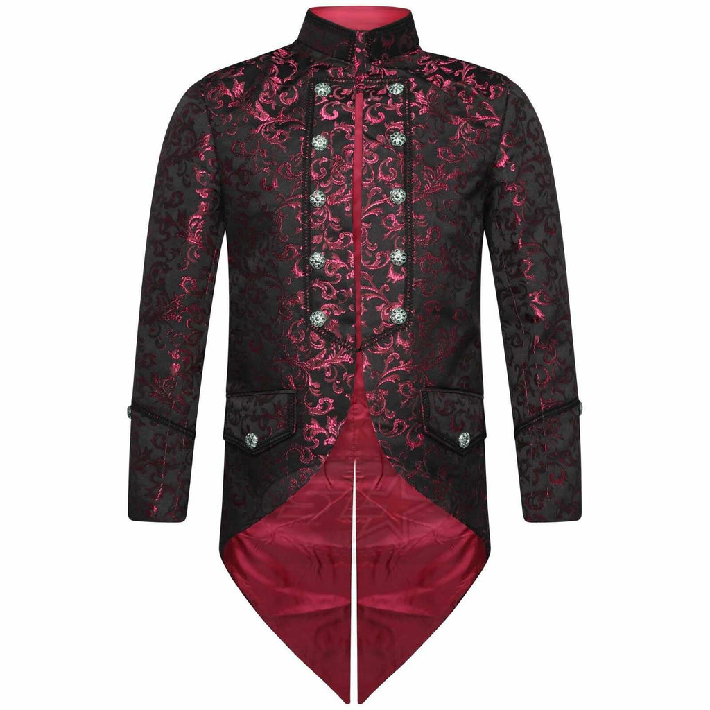 Men's Steampunk Fancy Dress Red Gothic Tailcoat Swallowtail Jacket - Star Enterprize Ltd