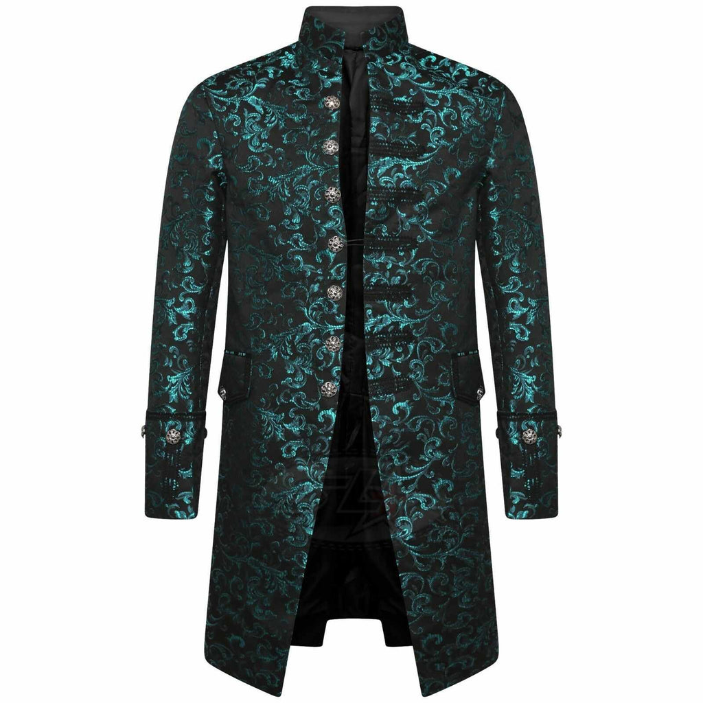 Mens Frock Coat Fancy Steampunk Multi colour Victorian Gothic Jacket Wedding Green - Star Enterprize Ltd