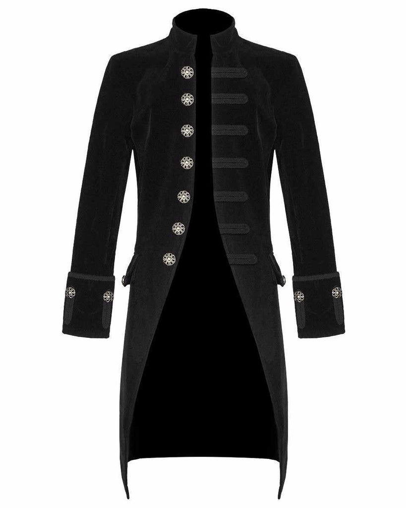 Mens Steampunk Vintage Black Tailcoat Gothic Jacket Velvet Victorian Frock Coat - Star Enterprize Ltd