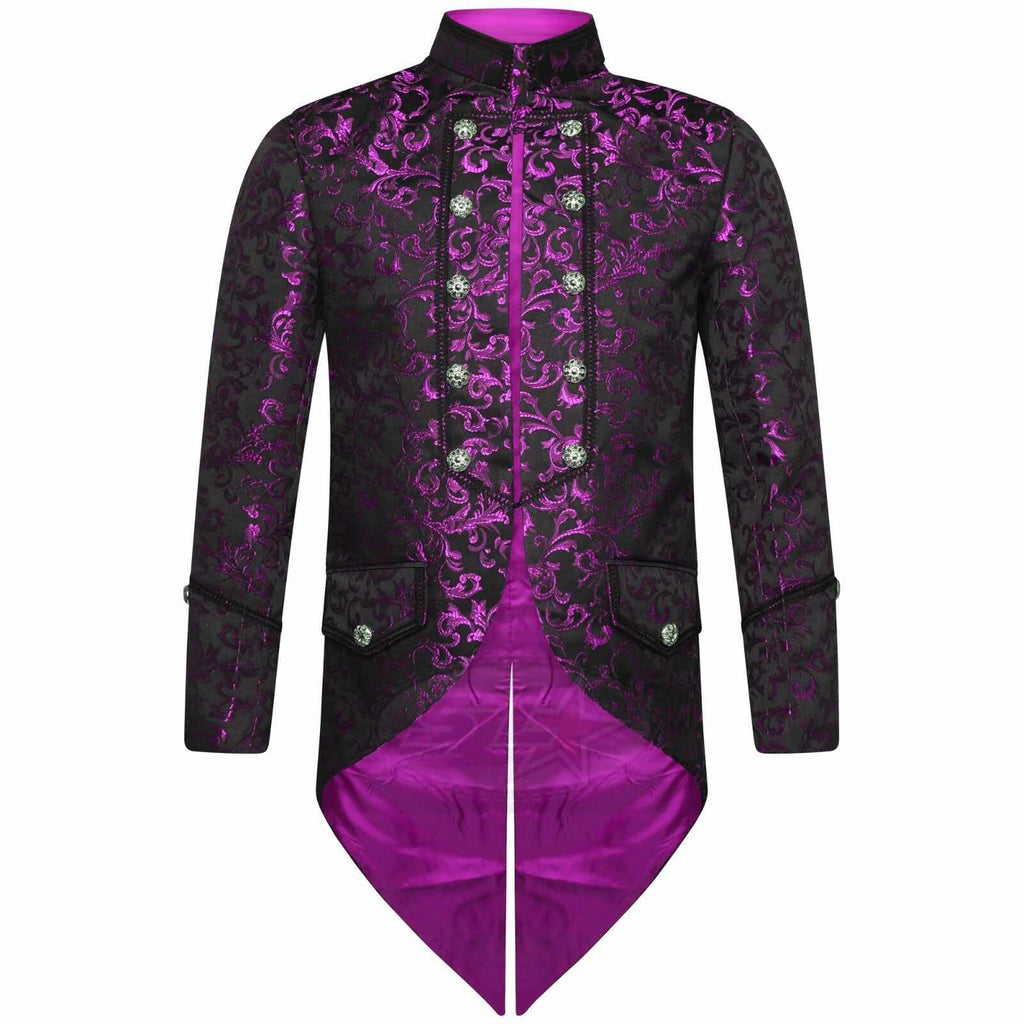 Men's Steampunk Fancy Dress Purple Gothic Tailcoat Swallowtail Jacket - Star Enterprize Ltd