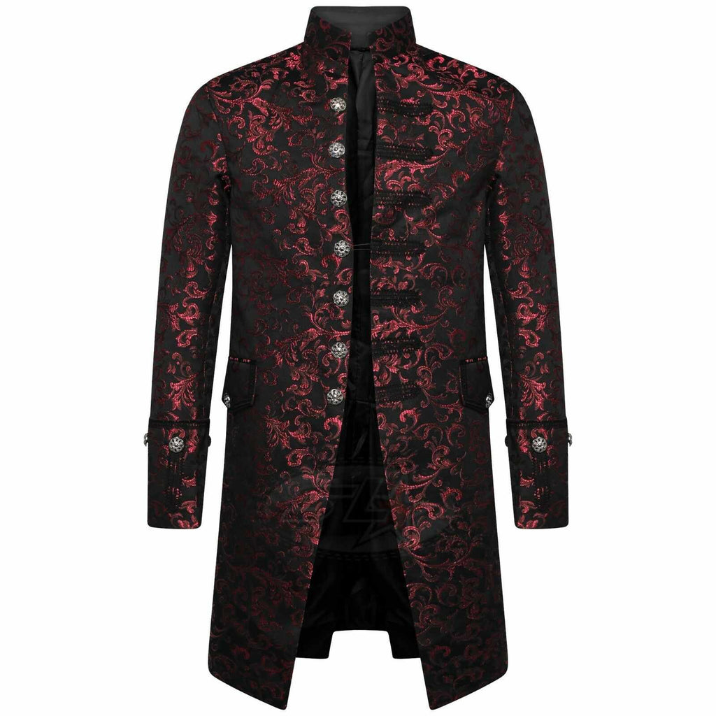 Mens Frock Coat Fancy Steampunk Multi colour Victorian Gothic Jacket Wedding Red - Star Enterprize Ltd