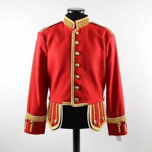 100% Wool Blend Gold Braid Trim Red Military Doublet Drummer Pipe Band Jacket - Star Enterprize Ltd