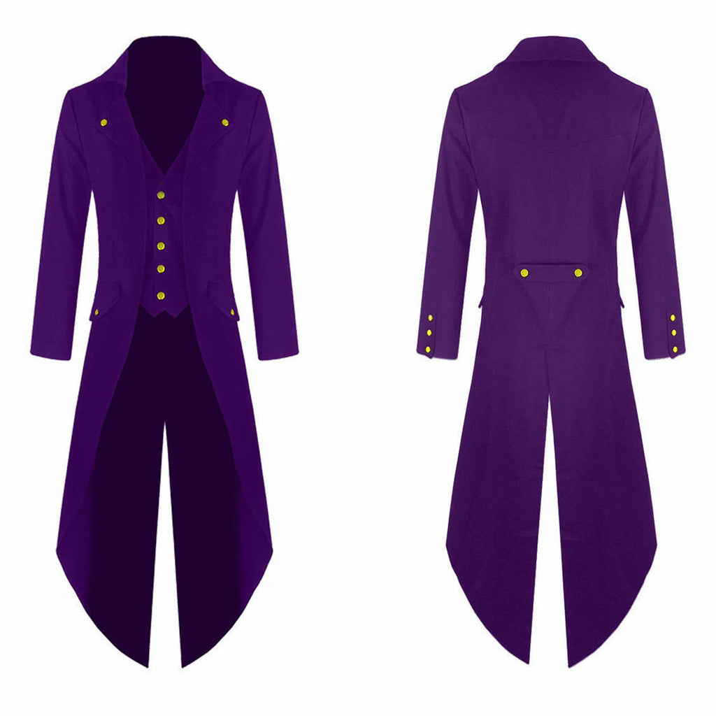 Mens Steampunk Tailcoat Gothic Jacket Victorian Coat Party/Wedding Dress Purple - Star Enterprize Ltd