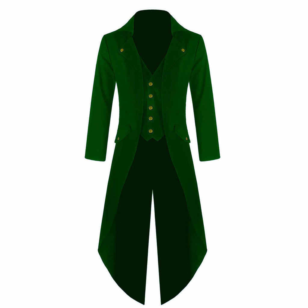 Mens Steampunk Tailcoat Gothic Jacket Victorian Coat Party/Wedding Dress Green - Star Enterprize Ltd